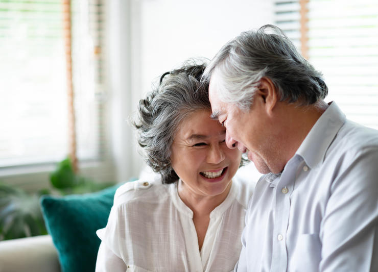 Man and woman smiling
